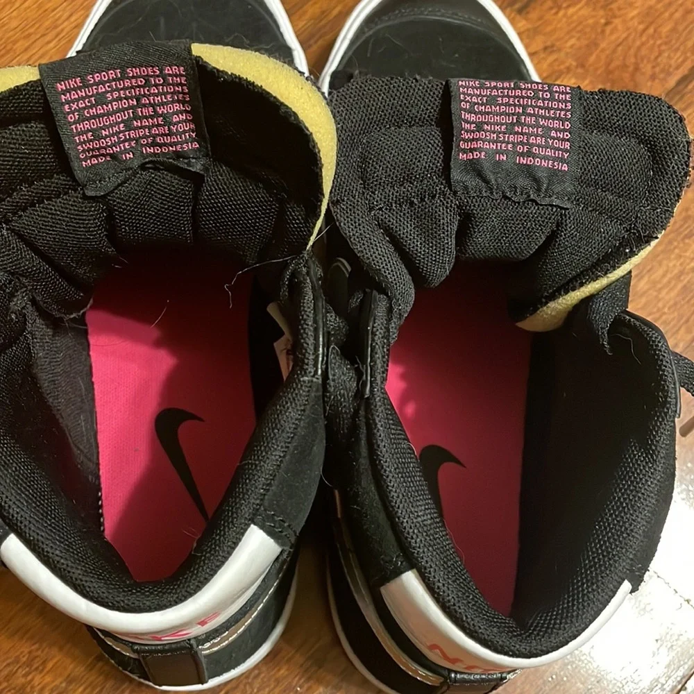 Nike Black High-Top Sneakers with White Sole and Pink Logo
